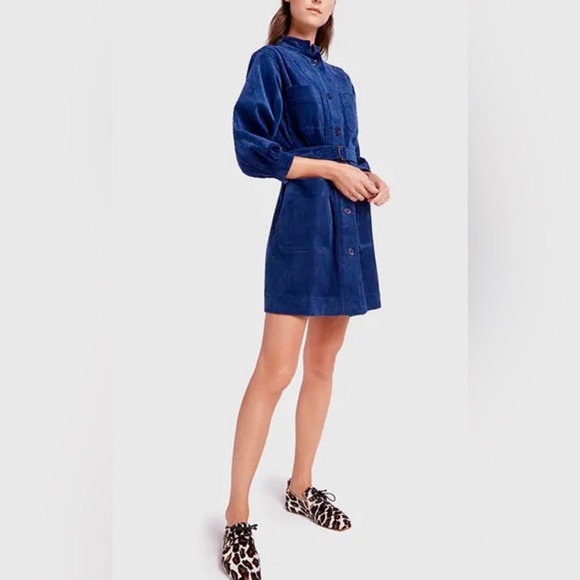 Apiece Apart Dresses & Skirts - Apiece Apart Aragon Mini Blue Corduroy Dress Size 2